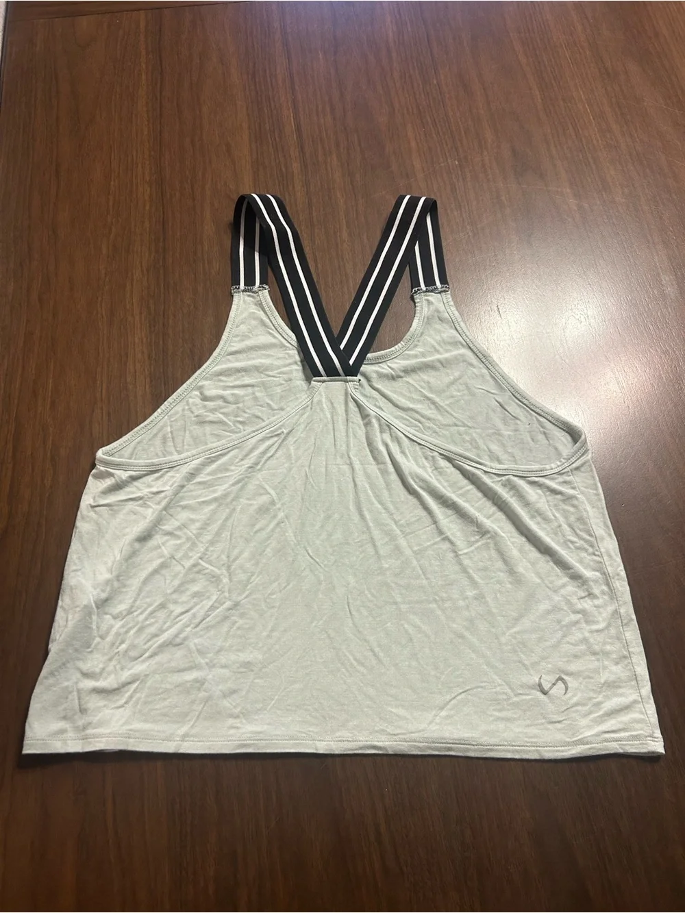 Light green Cropped Tank with Striped Racerback Straps
